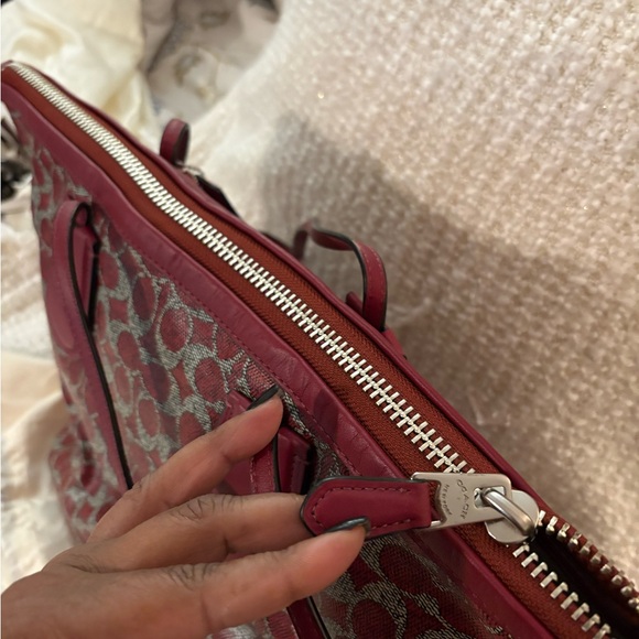 Coach Burgundy Patterned Tote Bag - Picture 5 of 5